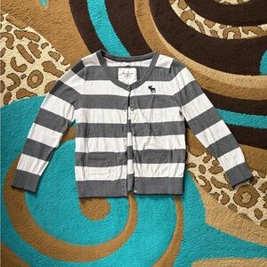 Abercrombie & Fitch Gray and White Striped Cardigan